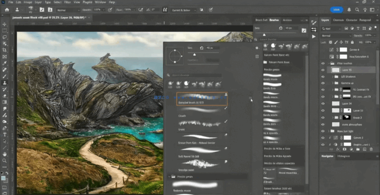 Photoshop数字绘景绘画视频教程(图2) 【中文字幕】侏罗纪海岸环境概念艺术数字绘景绘画视频教程(图2)