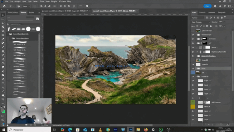 Photoshop数字绘景绘画视频教程(图3) 【中文字幕】侏罗纪海岸环境概念艺术数字绘景绘画视频教程(图3)