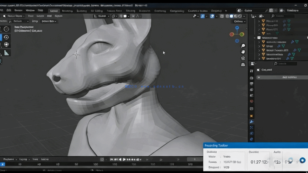 Blender《龙珠超》比鲁斯动漫角色雕刻建模视频教程(图3)