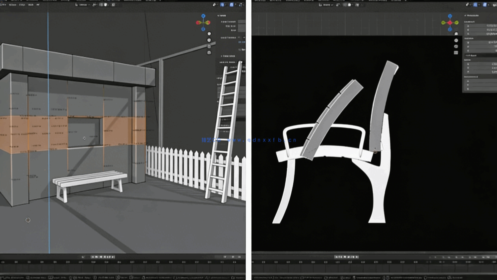 Blender动漫风格校园走廊与天台场景完整制作流程视频(图3) Blender动漫风格校园走廊与天台场景完整制作流程视频(图3)