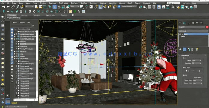 3dsMax创建赛博朋克圣诞老人室内主题设计视频教程(图3) 3dsMax创建赛博朋克圣诞老人室内主题设计视频教程(图3)