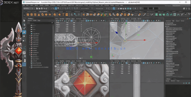 Maya与Zbursh游戏武器斧头完整制作流程视频教程(图6) Maya与Zbursh游戏武器斧头完整制作流程视频教程(图6)