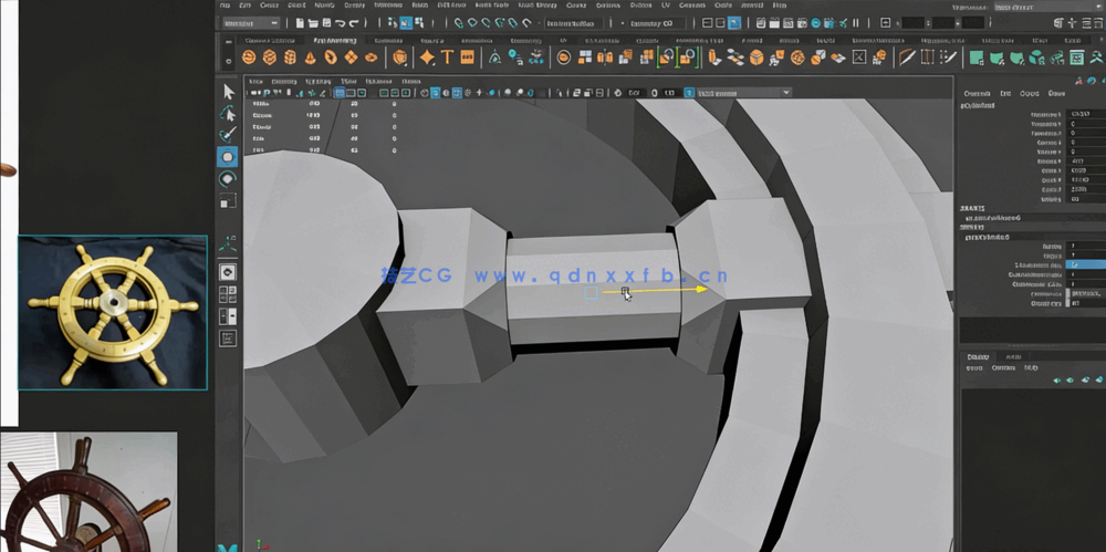 Maya Zbrush与Substance Painter船舵船轮实例制作视频教程(图1)