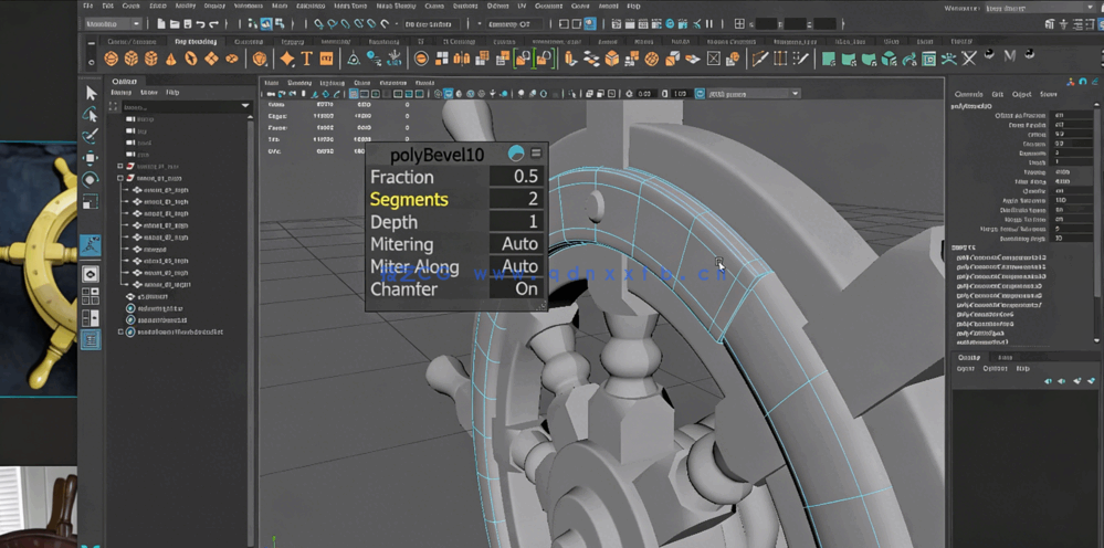 Maya Zbrush与Substance Painter船舵船轮实例制作视频教程(图4)