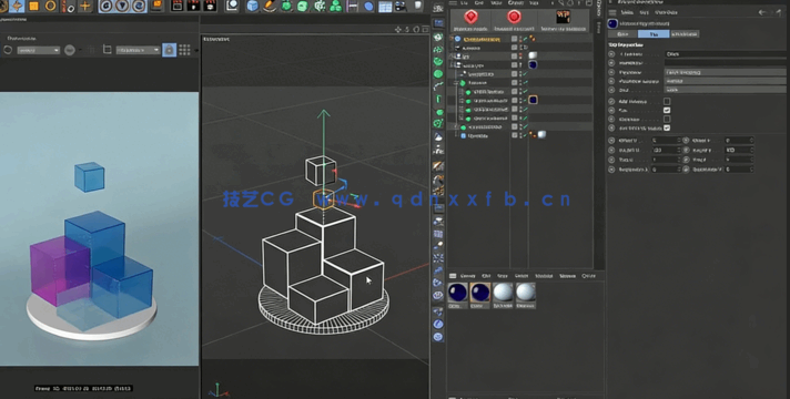 C4D与Redshift玻璃几何体循环动画制作视频教程(图3) C4D与Redshift玻璃几何体循环动画制作视频教程(图3)