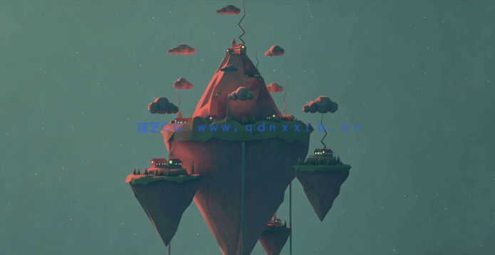 C4D低多边形漂浮小岛实例制作视频教程(图2)