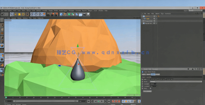 C4D低多边形漂浮小岛实例制作视频教程(图4)
