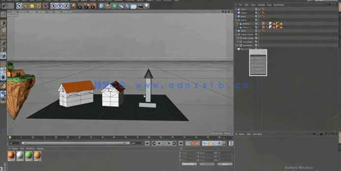 C4D低多边形漂浮小岛实例制作视频教程(图5)