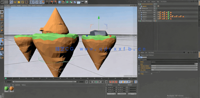 C4D低多边形漂浮小岛实例制作视频教程(图3)