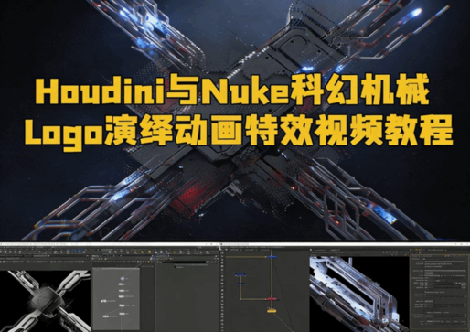 Houdini与Nuke科幻机械Logo演绎动画特效视频教程(图1) Houdini与Nuke科幻机械Logo演绎动画特效视频教程(图1)