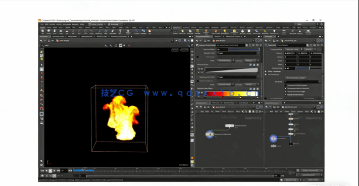 Houdini中Pyro燃烧火焰实例制作训练视频教程(图2) Houdini中Pyro燃烧火焰实例制作训练视频教程(图2)