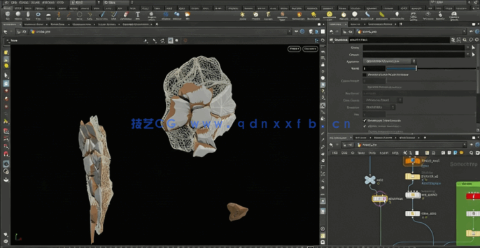 Houdini裂痕撕裂特效实例制作视频教程(图3) Houdini裂痕撕裂特效实例制作视频教程(图3)