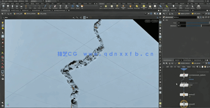 Houdini裂痕撕裂特效实例制作视频教程(图5) Houdini裂痕撕裂特效实例制作视频教程(图5)