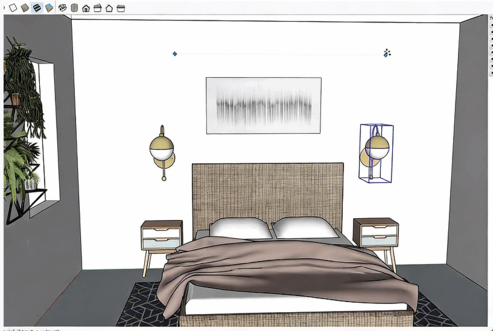 Sketchup卧室建模室内设计实例制作训练视频教程(图5) Sketchup卧室建模室内设计实例制作训练视频教程(图5)