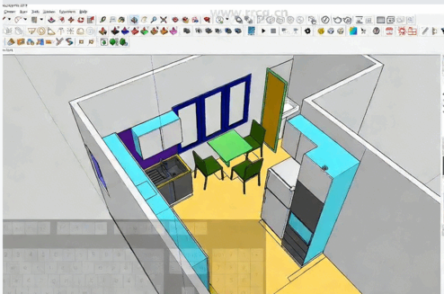 Sketchup与Vray Next逼真厨房建模渲染视频教程(图4) Sketchup与Vray Next逼真厨房建模渲染视频教程(图4)
