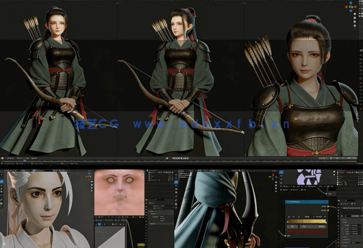 Blender女弓箭手角色模型完整制作流程视频教程(图5) Blender女弓箭手角色模型完整制作流程视频教程(图5)
