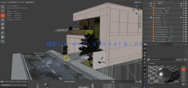 Blender独立住宅从建模到最终渲染工作流程视频教程(图4) Blender独立住宅从建模到最终渲染工作流程视频教程(图4)
