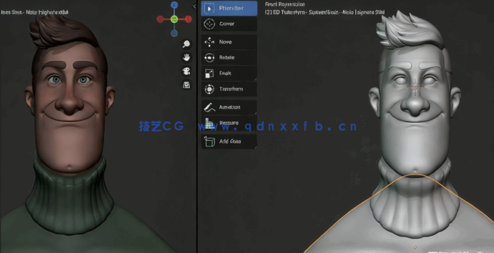 Blender人物头部数字雕刻技术大师班视频教程(图3) Blender人物头部数字雕刻技术大师班视频教程(图3)