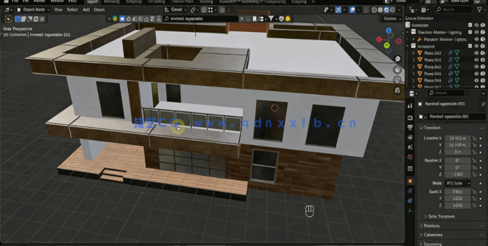 Blender现代别墅建筑景观制作完全实战训练视频教程(图6) Blender现代别墅建筑景观制作完全实战训练视频教程(图6)