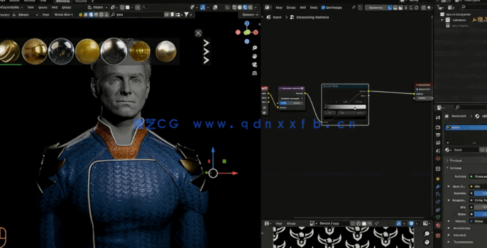 Blender《黑袍纠察队》祖国人角色完整制作流程视频教程(图5) Blender《黑袍纠察队》祖国人角色完整制作流程视频教程(图6)