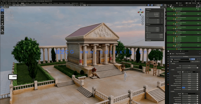 Blender希腊神庙与花园场景制作全流程视频教程(图5) Blender希腊神庙与花园场景制作全流程视频教程(图5)