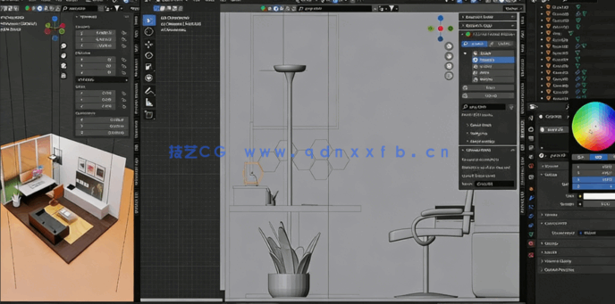 Blender 3D房间场景实践制作工作流程视频教程(图4) Blender 3D房间场景实践制作工作流程视频教程(图4)