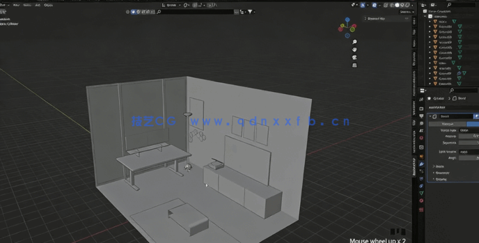 Blender 3D房间场景实践制作工作流程视频教程(图2) Blender 3D房间场景实践制作工作流程视频教程(图2)