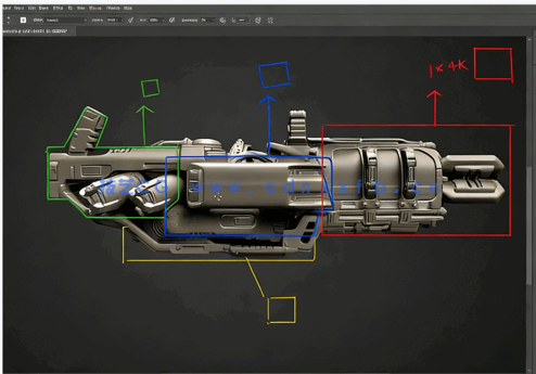 科幻游戏武器3D概念制作流程视频教程第二季 - 纹理设计(图3) 科幻游戏武器3D概念制作流程视频教程第二季 - 纹理设计(图3)