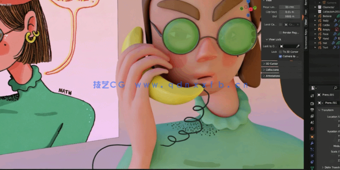Blender 2D手绘风格角色转化为3D模型技术视频教程(图4) Blender 2D手绘风格角色转化为3D模型技术视频教程(图4)
