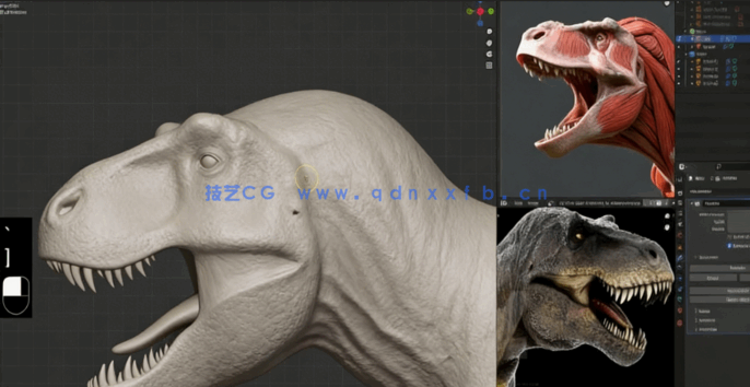 Blender从零打造逼真霸王龙全流程视频教程(图2) Blender从零打造逼真霸王龙全流程视频教程(图2)