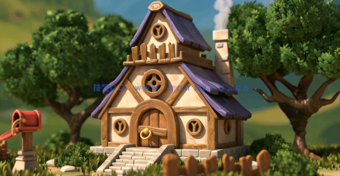 Blender手绘卡通风格小屋制作流程视频教程(图4) Blender手绘卡通风格小屋制作流程视频教程(图4)
