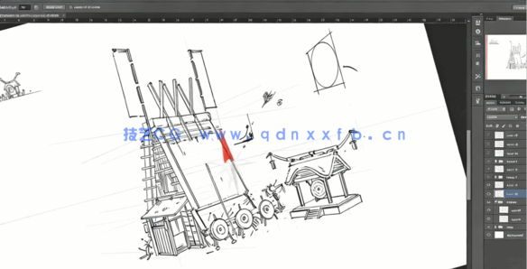 PS初学者建筑素描线稿绘制工作流程视频教程(图1) PS初学者建筑素描线稿绘制工作流程视频教程(图1)