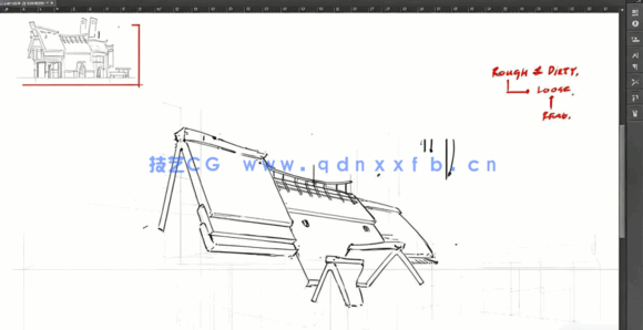 PS初学者建筑素描线稿绘制工作流程视频教程(图6) PS初学者建筑素描线稿绘制工作流程视频教程(图6)