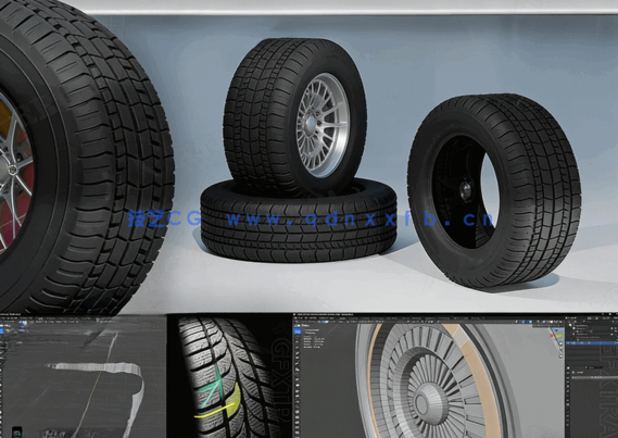 Blender逼真汽车轮胎轮毂实例制作视频教程(图5) Blender逼真汽车轮胎轮毂实例制作视频教程(图5)