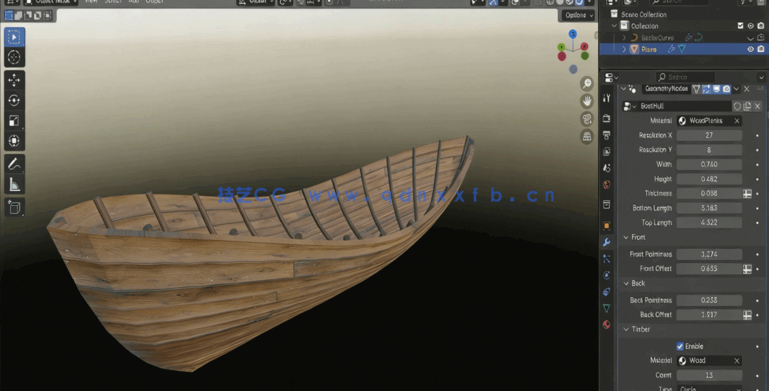 Blender几何节点船只建模制作视频教程(图3) Blender几何节点船只建模制作视频教程(图3)