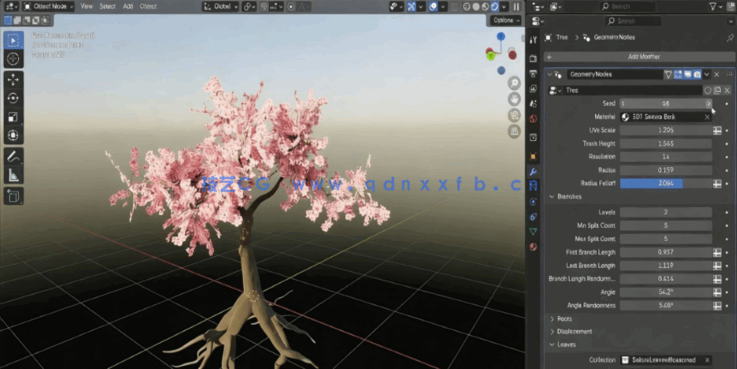 Blender几何节点逼真植物程序化建模制作视频教程(图2) Blender几何节点逼真植物程序化建模制作视频教程(图2)