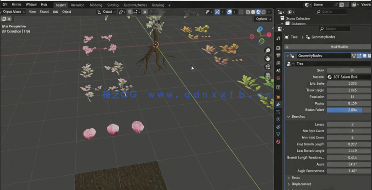 Blender几何节点逼真植物程序化建模制作视频教程(图5) Blender几何节点逼真植物程序化建模制作视频教程(图5)