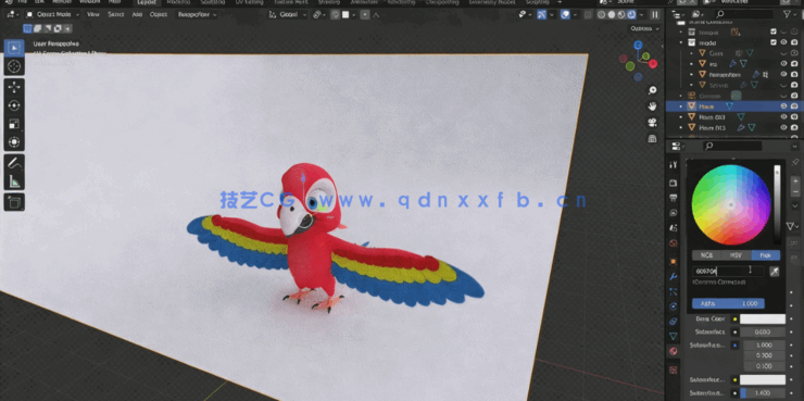Blender从零开始学习鹦鹉角色制作完整流程视频教程(图2) Blender从零开始学习鹦鹉角色制作完整流程视频教程(图2)