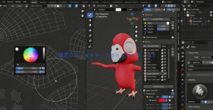 Blender从零开始学习鹦鹉角色制作完整流程视频教程(图4) Blender从零开始学习鹦鹉角色制作完整流程视频教程(图4)