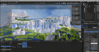 Blender唯美薰衣草瀑布场景制作流程视频教程(图3) Blender唯美薰衣草瀑布场景制作流程视频教程(图3)