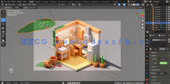 Blender卡通迷你等距厨房房间实例制作视频教程 (图5) Blender卡通迷你等距厨房房间实例制作视频教程 (图5)