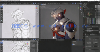 Blender 3D动漫风格机甲机器人制作工作流视频教程(图4) Blender 3D动漫风格机甲机器人制作工作流视频教程(图4)