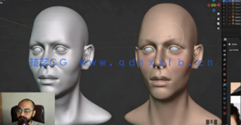 Blender头部面部数字雕刻技术训练视频教程(图6) Blender头部面部数字雕刻技术训练视频教程(图6)