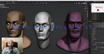 Blender头部面部数字雕刻技术训练视频教程(图2) Blender头部面部数字雕刻技术训练视频教程(图2)