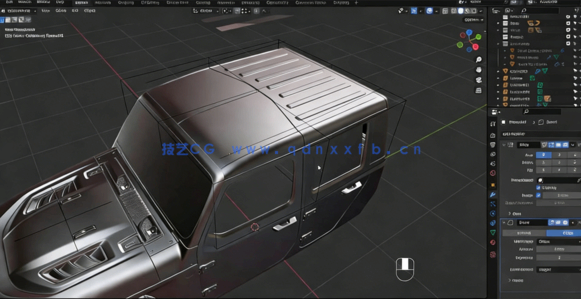 Blender逼真吉普车完整制作流程视频教程 (图2) Blender逼真吉普车完整制作流程视频教程 (图2)
