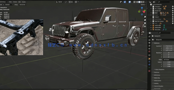 Blender逼真吉普车完整制作流程视频教程 (图3) Blender逼真吉普车完整制作流程视频教程 (图3)