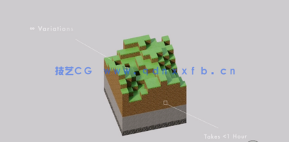 Blender 3D我的世界风格程序化建模实例制作训练视频教程(图2)