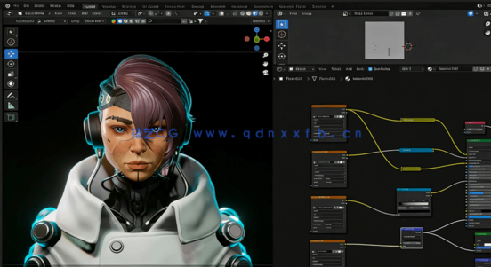 Blender赛博朋克风格女孩建模工作流视频教程(图2) Blender赛博朋克风格女孩建模工作流视频教程(图2)