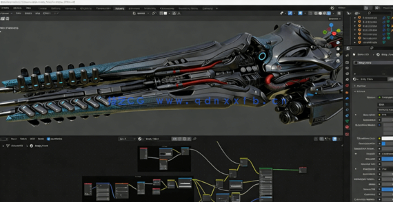 Blender 3D游戏武器VR设计工作流程视频教程(图4) Blender 3D游戏武器VR设计工作流程视频教程(图4)
