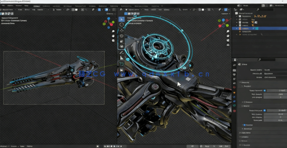 Blender 3D游戏武器VR设计工作流程视频教程(图6) Blender 3D游戏武器VR设计工作流程视频教程(图6)